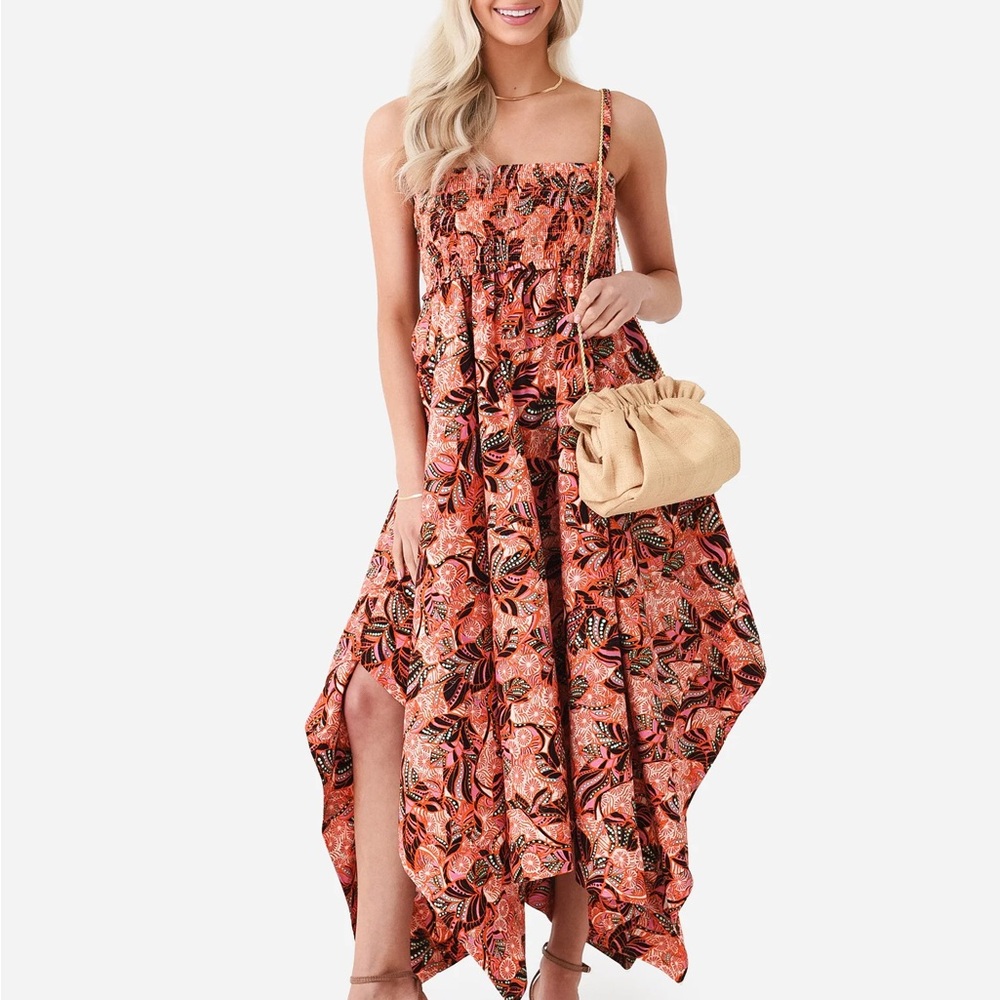 A.L.C. Pink and Black Asymmetrical Ruffled Sundress